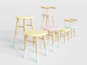 北欧实木圆形吧椅凳子