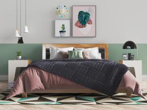 现代实木边框的双人床