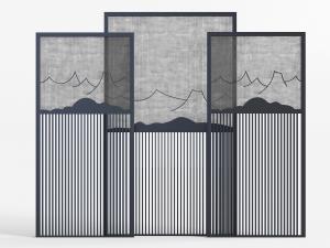 新中式装饰山脉图案的屏风