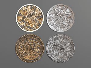 新中式圆形菊花立体墙饰挂件