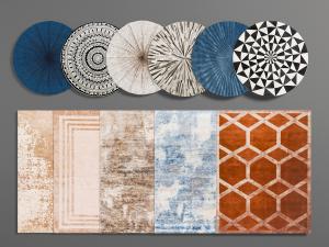 现代圆形长方形地毯3d模型 现代圆形长方形地毯