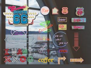 现代咖啡厅酒吧墙面广告灯装饰挂件