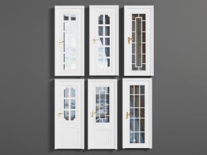 简欧实木白色玻璃平开门