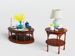 中东实木椭圆形茶几边几3d模型 中东实木椭圆形茶几边几