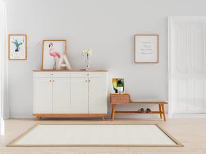 北欧实木鞋柜、换鞋凳