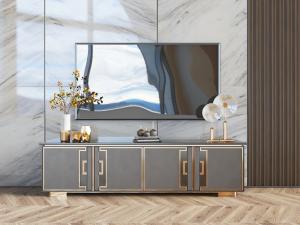 新中式镶嵌金边电视柜、电视机