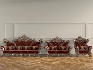 欧式雕花多人沙发、双人沙发和单人沙发