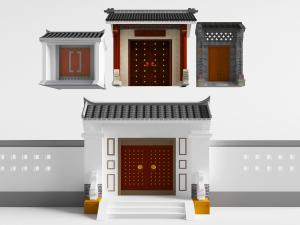 中式仿古建筑大门围墙