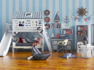 地中海海洋主题上下铺、书桌椅组合