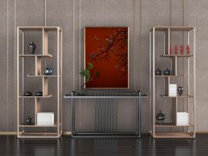 中式黑色端景台、案几和置物装饰架3d模型 中式黑色端景台、案几和置物装饰架