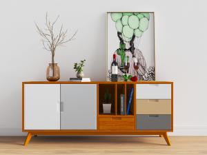 北欧实木套色电视柜