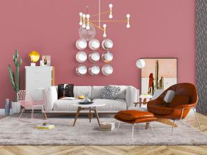 现代轻奢白色多人沙发、休闲椅子脚踏组合