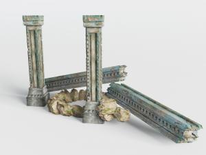 破旧断裂的罗马柱子