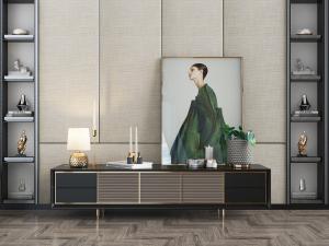 现代黑色长方形电视柜