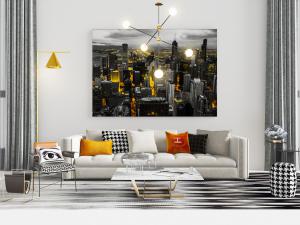 现代灰白色多人沙发、方形大理石茶几和休闲椅组合模