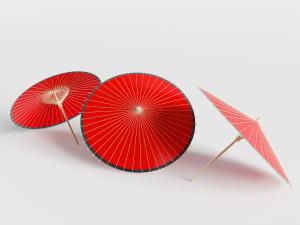 中式红色竹撑纸伞