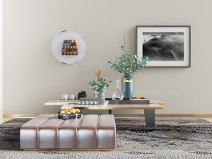 现代实木茶几、坐墩和饰品摆件3d模型 现代实木茶几、坐墩和饰品摆件