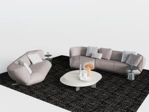 后现代个性异形多人沙发、双人沙发和茶几组合