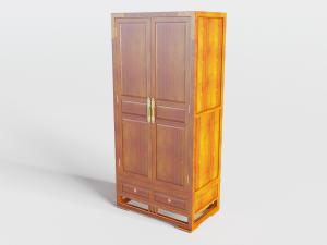 现代复古实木衣柜3d模型 现代复古实木衣柜