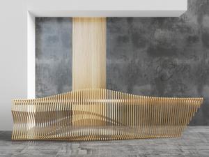 现代大堂前台实木镂空异形接待台