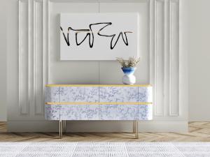 新中式带有云朵图案的玄关柜