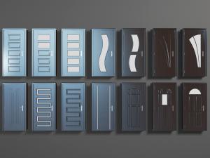 现代带门框的深棕色平开门