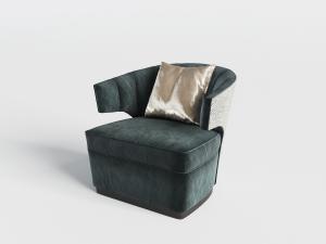 现代深绿色单人沙发3d模型 现代深绿色单人沙发