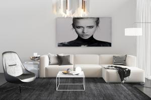 现代米黄色转角多人沙发、休闲椅和茶几组合