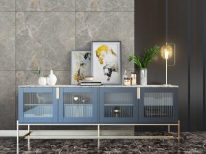 现代带有玻璃柜门的电视柜