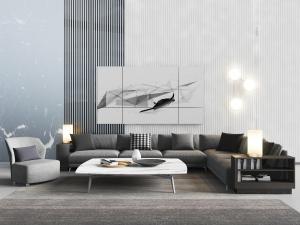 现代扶手带收纳功能的转角多人沙发、单人沙发组合模