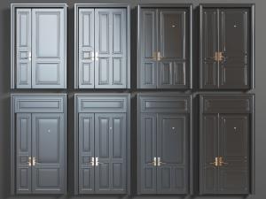 现代黑色金属子母门平开门