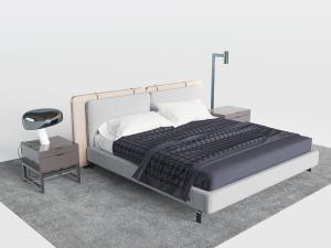 新中式双人床和落地灯