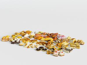 吐司面包、蛋糕和火腿食品食物