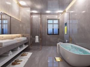 现代轻奢卫浴间卫生间淋浴房浴缸