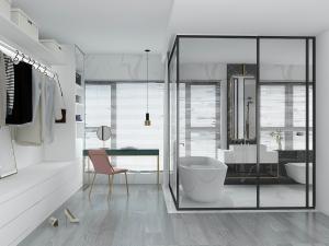 现代轻奢卫浴间卫生间淋浴房浴缸