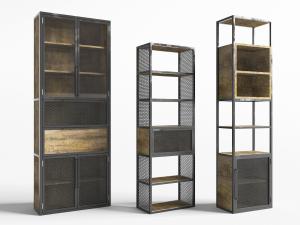 工业风实木金属装饰置物柜