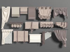 欧式布艺罗马窗帘3d模型 欧式布艺罗马窗帘
