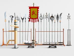 中国武术大刀、枪、戟和长矛武器
