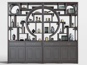 中式对称雕花装饰柜