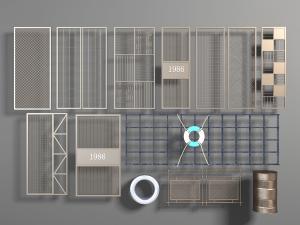 工业风金属隔断3d模型 工业风金属隔断