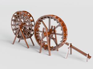 中式民宿实木水车