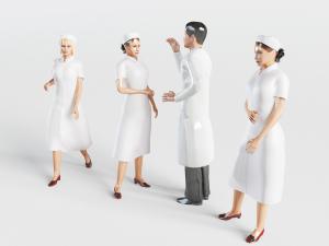 穿着白大褂的医生护士多人3d模型 穿着白大褂的医生护士多人
