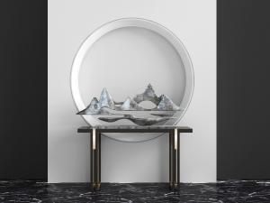 中式端景台、假山盆景3d模型 中式端景台、假山盆景