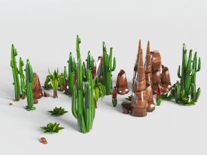 长在地面的仙人掌花草植物