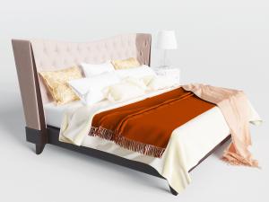 欧式弯曲床头双人床