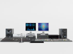 液晶显示屏、调音器和音响3d模型 液晶显示屏、调音器和音响