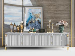 现代轻奢灰色电视柜装饰品摆件