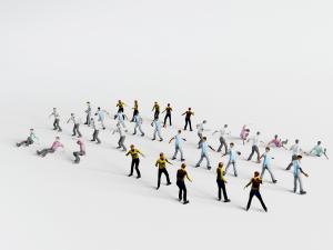 不同姿势运动转身的人群3d模型 不同姿势运动转身的人群