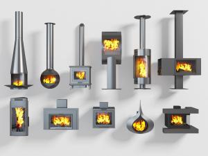 工业风黑色金属壁炉火炉