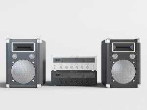 现代复古迷你音响功放3d模型 现代复古迷你音响功放
